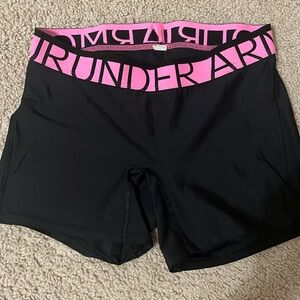 Black and pink underarmour shorts